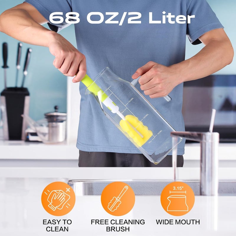 Aofmee 68oz Glass Pitcher for Fridge, 2 Liter Square Water Pitcher with Lid and Handle, Heat Resistant Tea Pitchers, Borosilicate Glass Carafe with Scale Line for Hot/Cold Beverage - Image 3